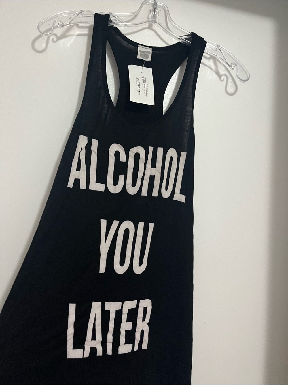 Black Graphic Racerback Tank Top - Alcohol You Later
